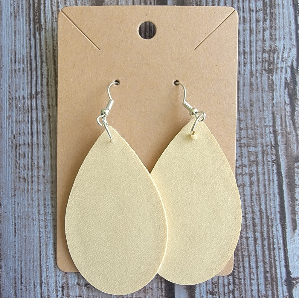 Beige Faux Leather Earrings